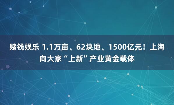 赌钱娱乐 1.1万亩、62块地、1500亿元！上海向大家“上新”产业黄金载体