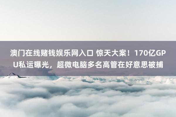 澳门在线赌钱娱乐网入口 惊天大案！170亿GPU私运曝光，超微电脑多名高管在好意思被捕