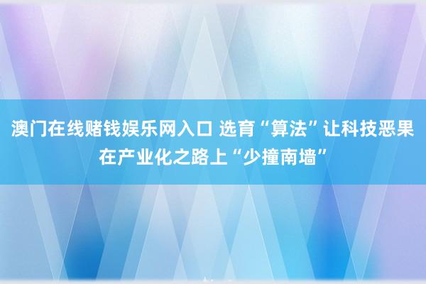 澳门在线赌钱娱乐网入口 选育“算法”让科技恶果在产业化之路上“少撞南墙”