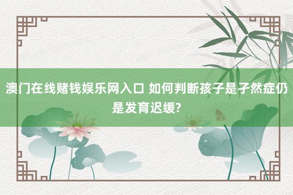 澳门在线赌钱娱乐网入口 如何判断孩子是孑然症仍是发育迟缓?