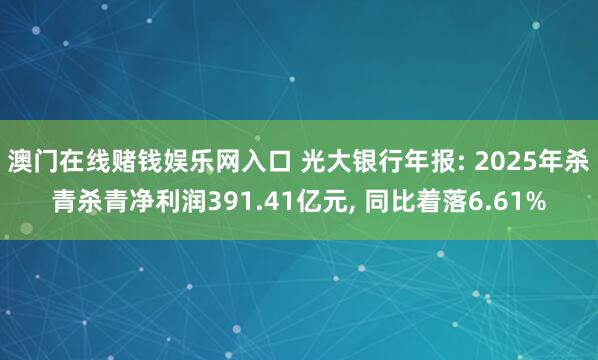 澳门在线赌钱娱乐网入口 光大银行年报: 2025年杀青杀青净利润391.41亿元, 同比着落6.61%