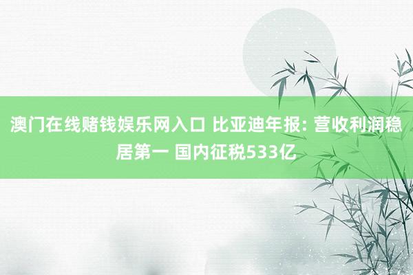 澳门在线赌钱娱乐网入口 比亚迪年报: 营收利润稳居第一 国内征税533亿