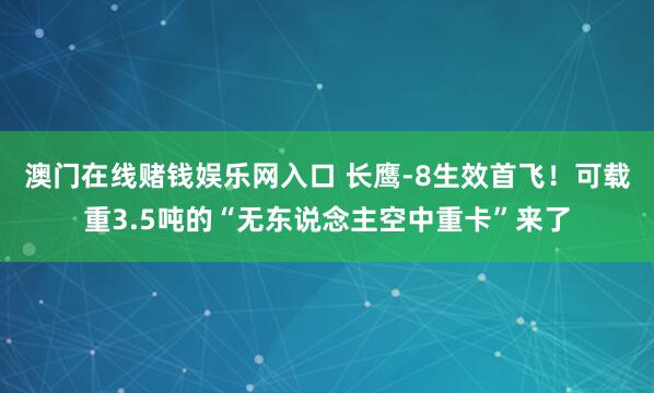 澳门在线赌钱娱乐网入口 长鹰-8生效首飞！可载重3.5吨的“无东说念主空中重卡”来了