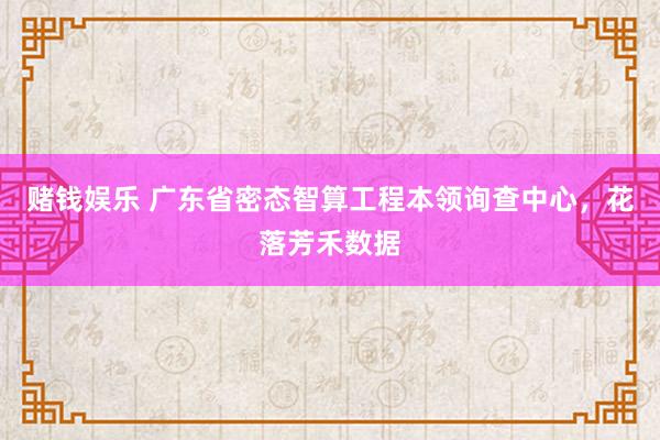赌钱娱乐 广东省密态智算工程本领询查中心，花落芳禾数据