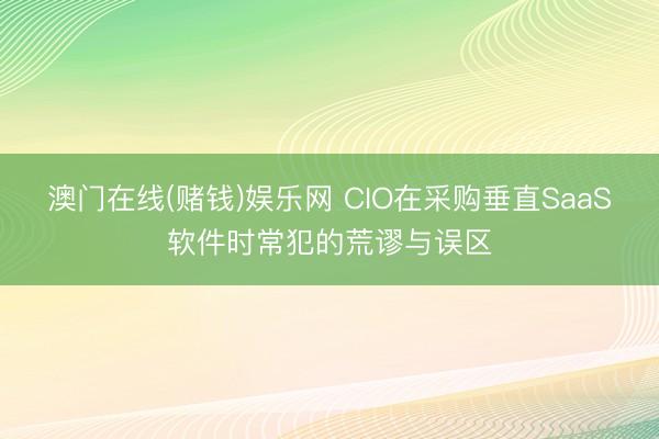 澳门在线(赌钱)娱乐网 CIO在采购垂直SaaS软件时常犯的荒谬与误区