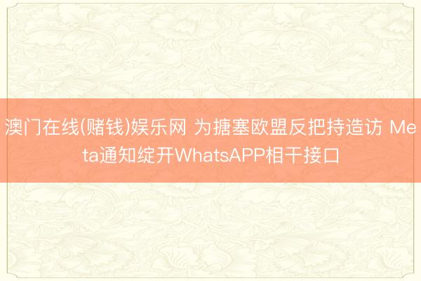 澳门在线(赌钱)娱乐网 为搪塞欧盟反把持造访 Meta通知绽开WhatsAPP相干接口