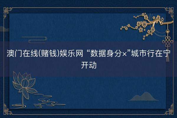澳门在线(赌钱)娱乐网 “数据身分×”城市行在宁开动