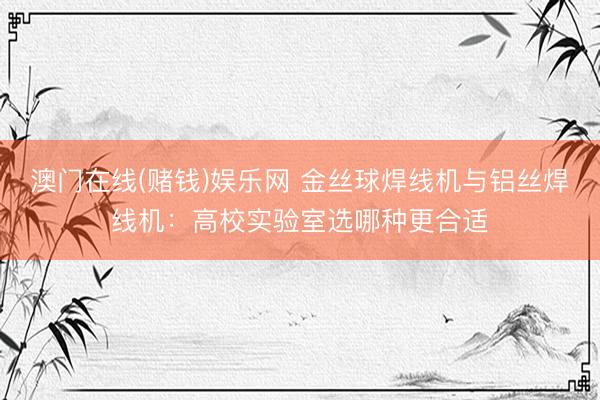 澳门在线(赌钱)娱乐网 金丝球焊线机与铝丝焊线机：高校实验室选哪种更合适