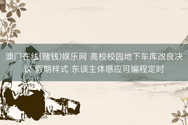 澳门在线(赌钱)娱乐网 高校校园地下车库改良决议 假期样式 东谈主体感应可编程定时