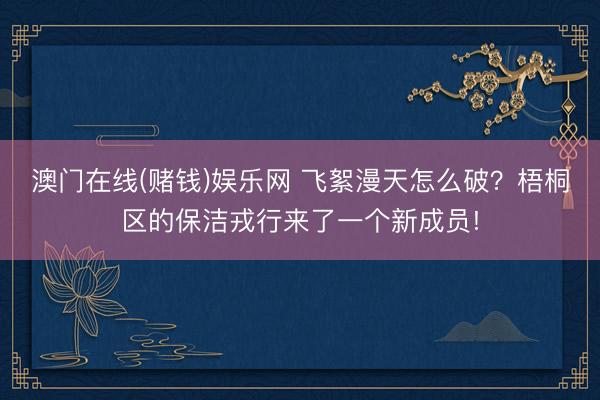 澳门在线(赌钱)娱乐网 飞絮漫天怎么破？梧桐区的保洁戎行来了一个新成员!