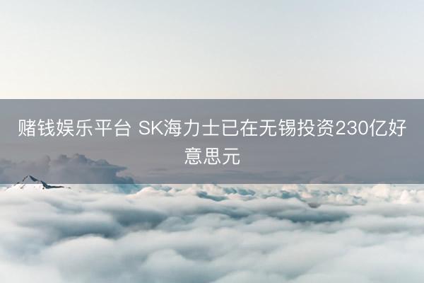 赌钱娱乐平台 SK海力士已在无锡投资230亿好意思元