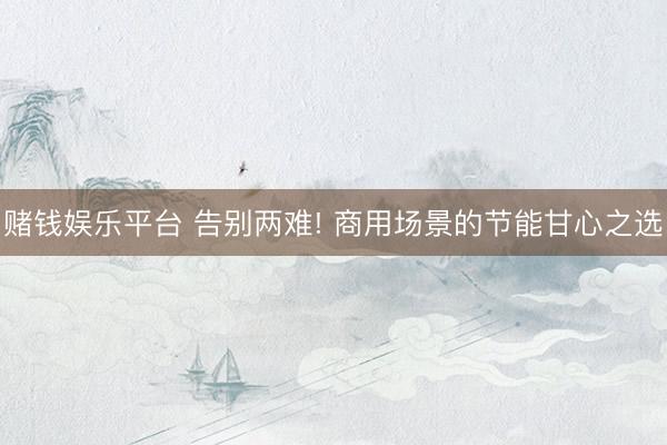 赌钱娱乐平台 告别两难! 商用场景的节能甘心之选