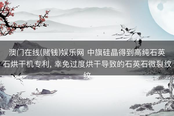 澳门在线(赌钱)娱乐网 中旗硅晶得到高纯石英石烘干机专利, 幸免过度烘干导致的石英石微裂纹