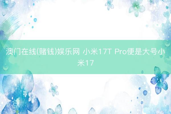 澳门在线(赌钱)娱乐网 小米17T Pro便是大号小米17