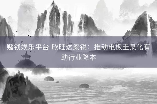 赌钱娱乐平台 欣旺达梁锐：推动电板圭臬化有助行业降本